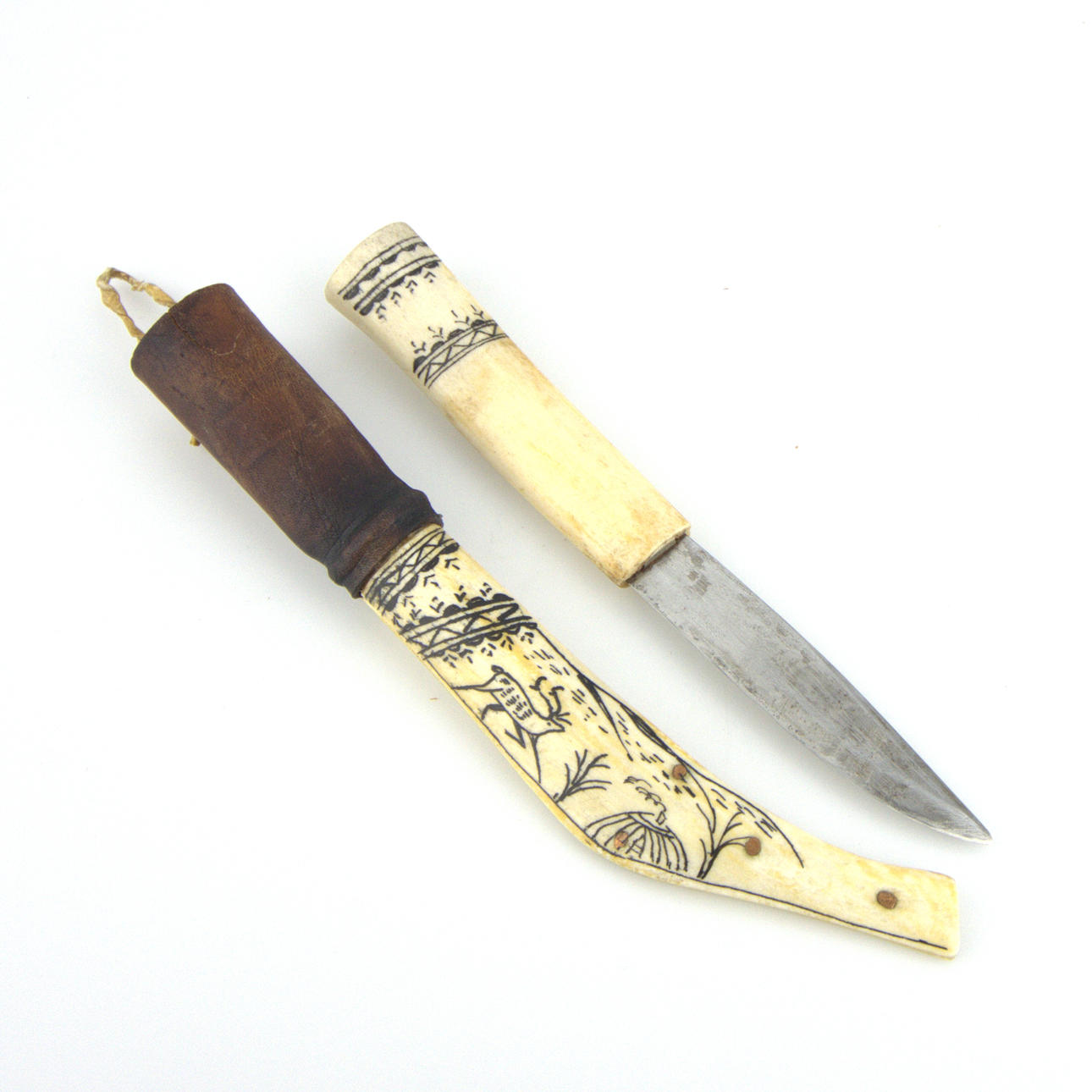 Half-horn knife in sheath