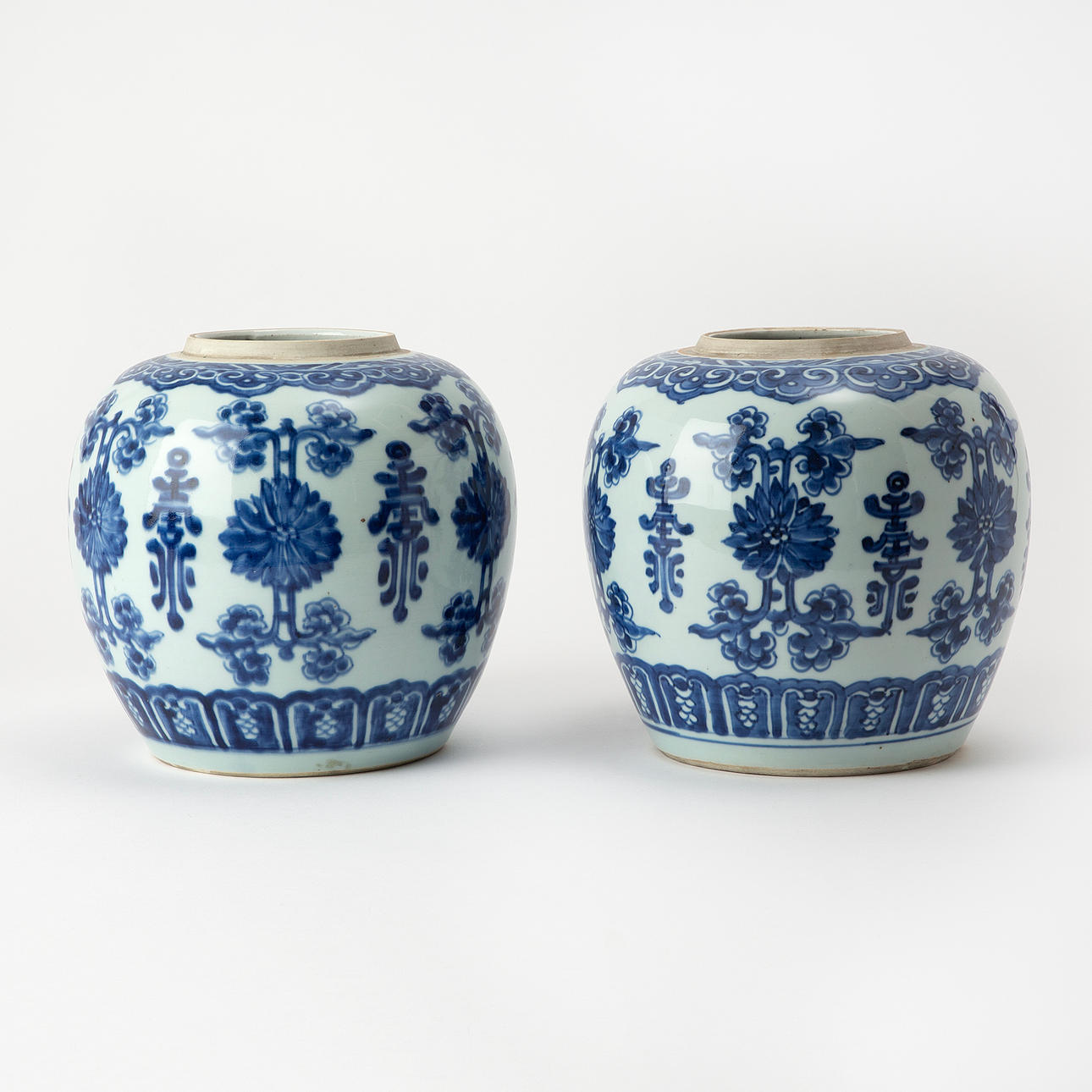 Pair of Kangxi Porcelain Jars