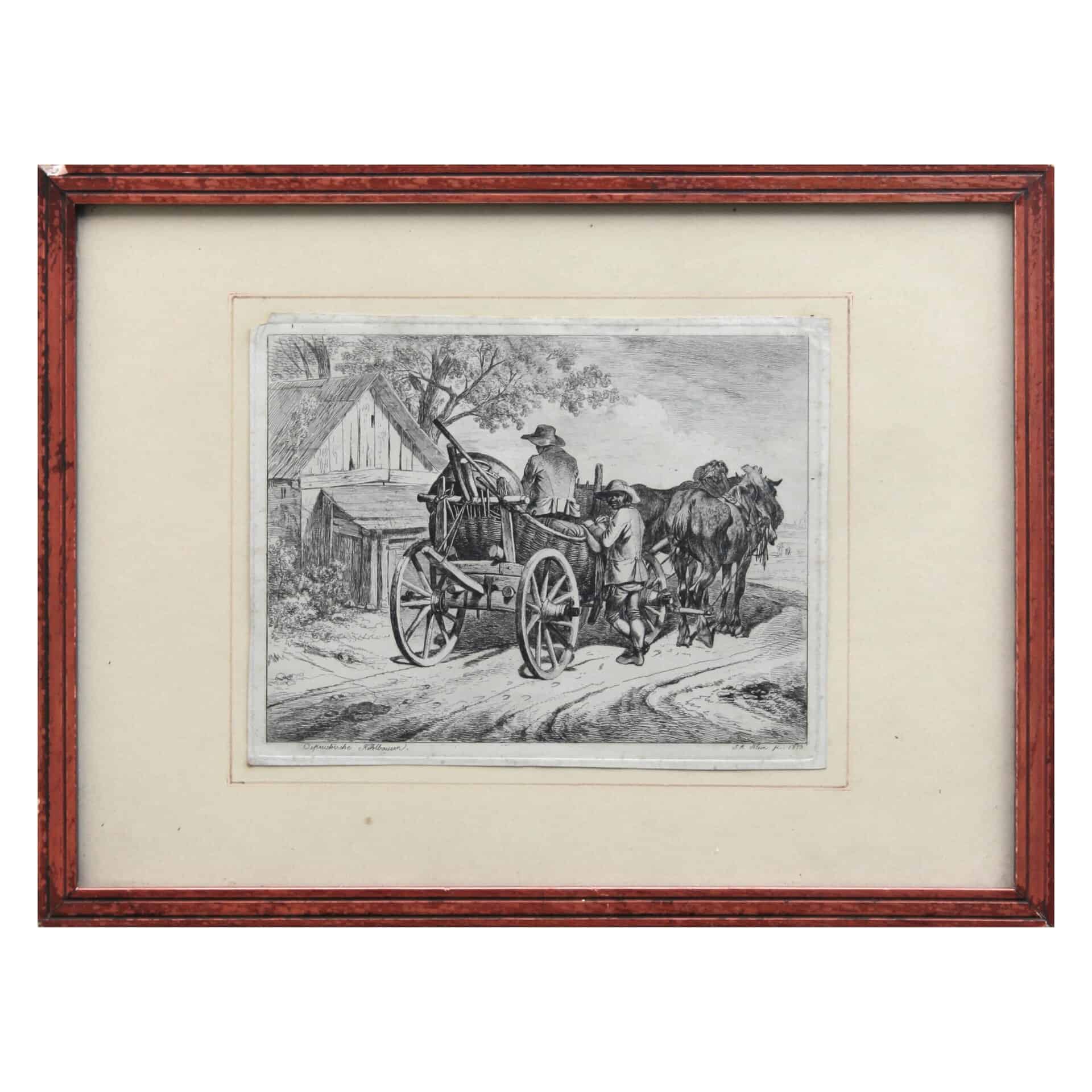 Etching “Austrian cabbage farmers” by Klein
