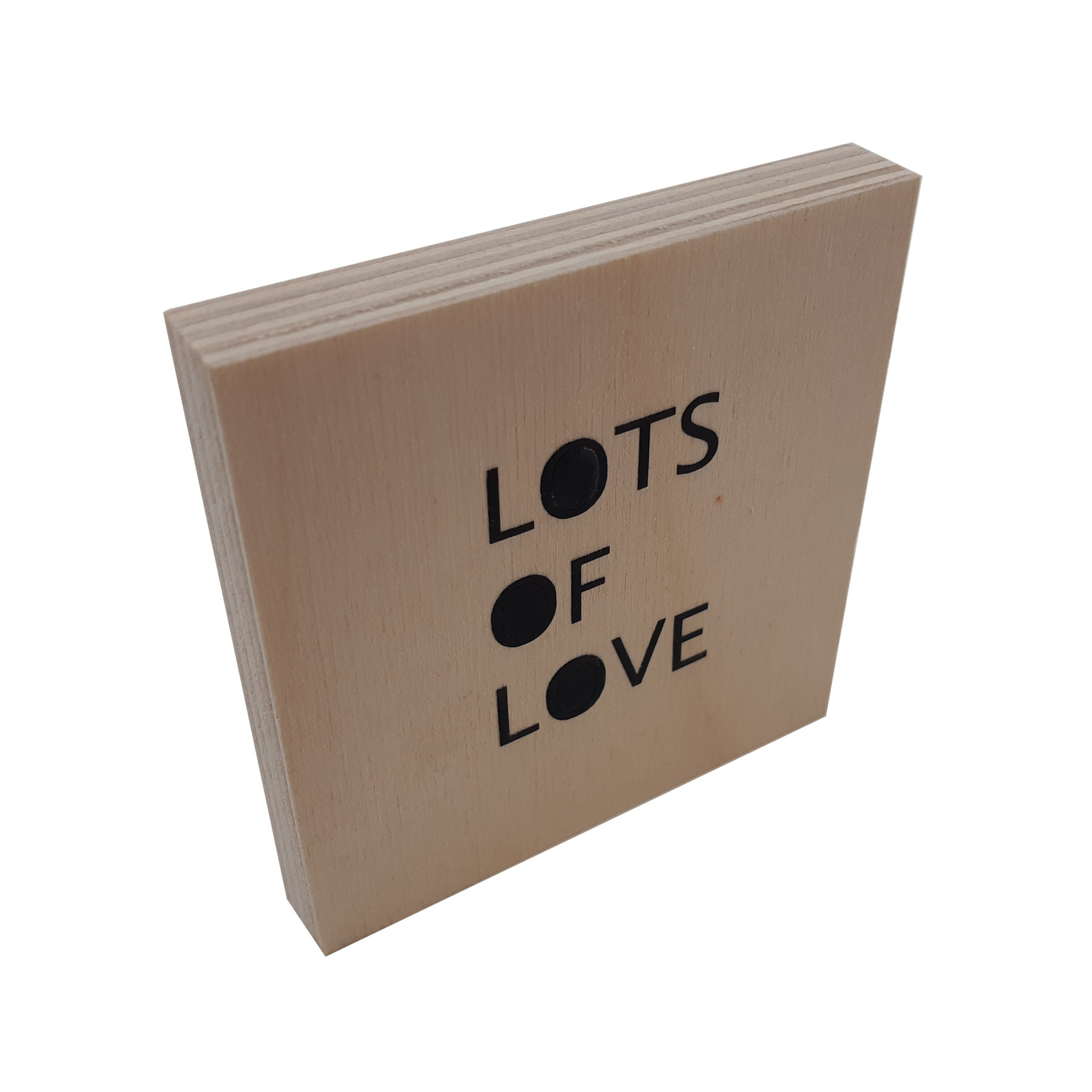 Woodblock with 'Lots of Love' Design