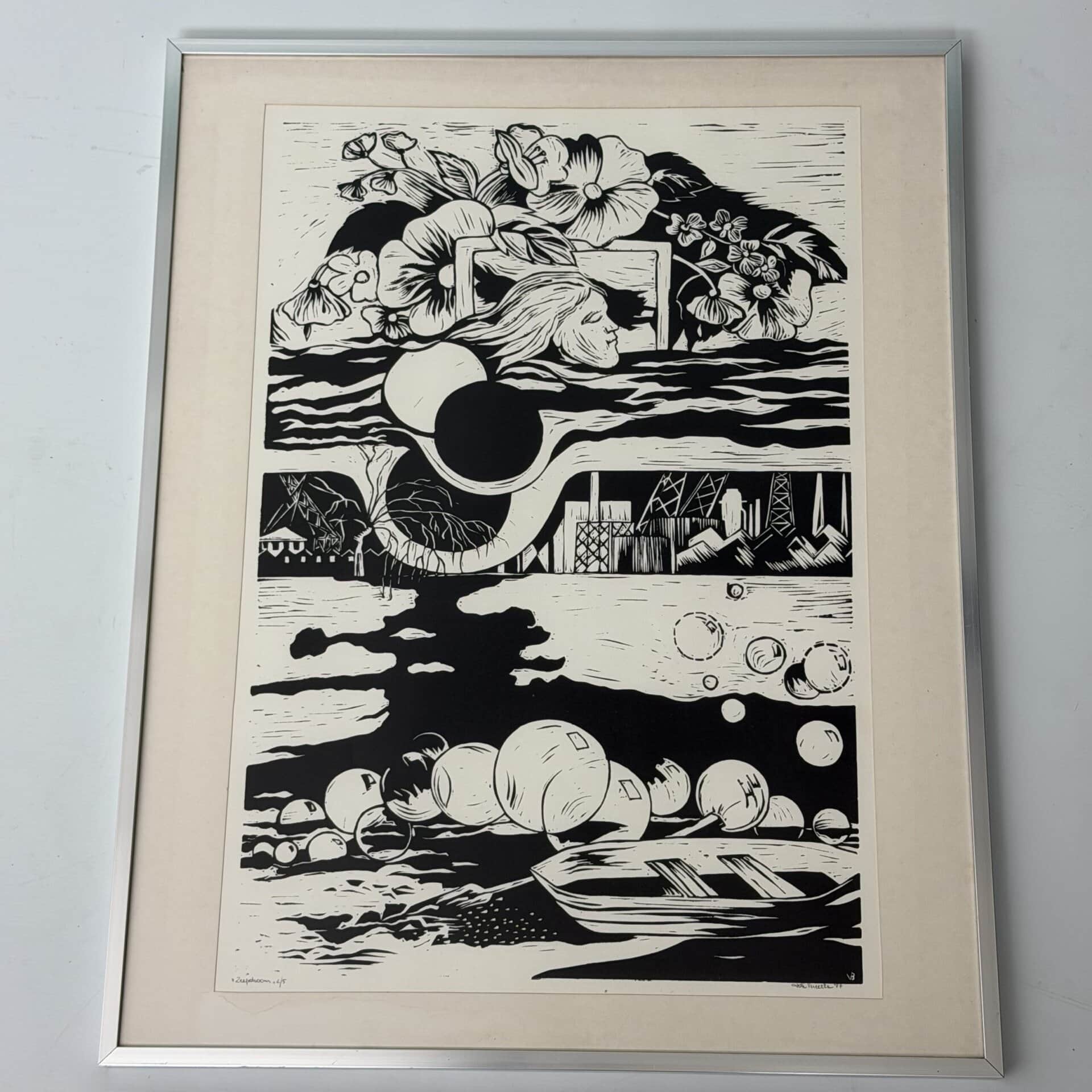 Linocut ‘Soapdream’ by Bernadette Vereecke