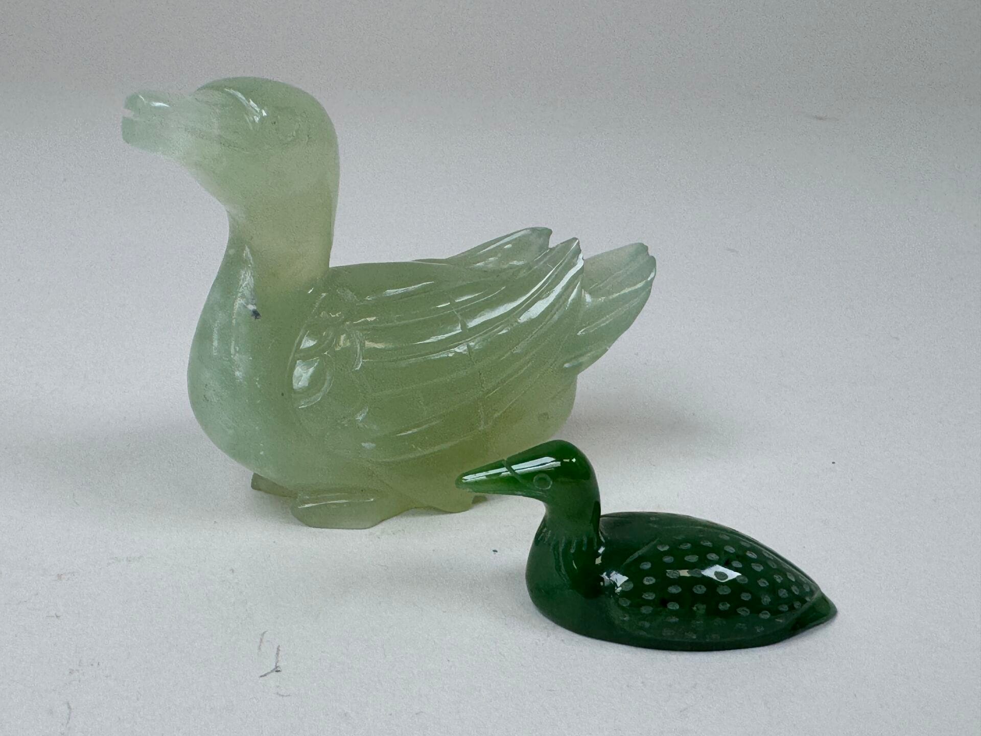 Lot of two jade and serpentine ducks