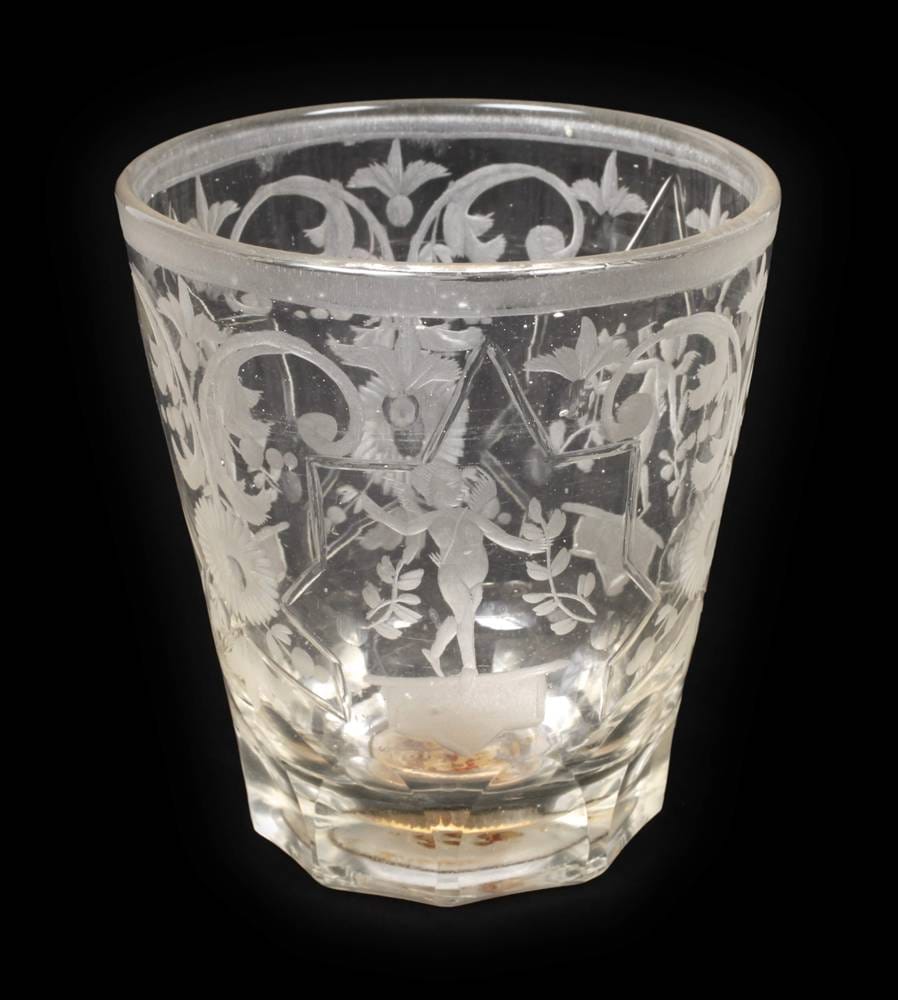 Rare Baroque Drinking Glass with Gold Painting