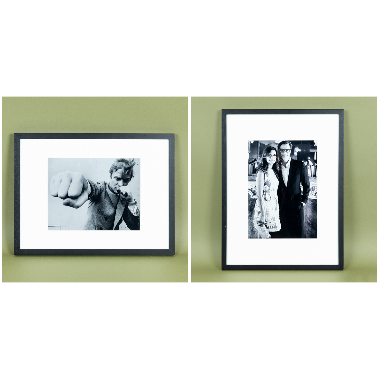 Photographs of Michael Caine, Livia and Colin Firth