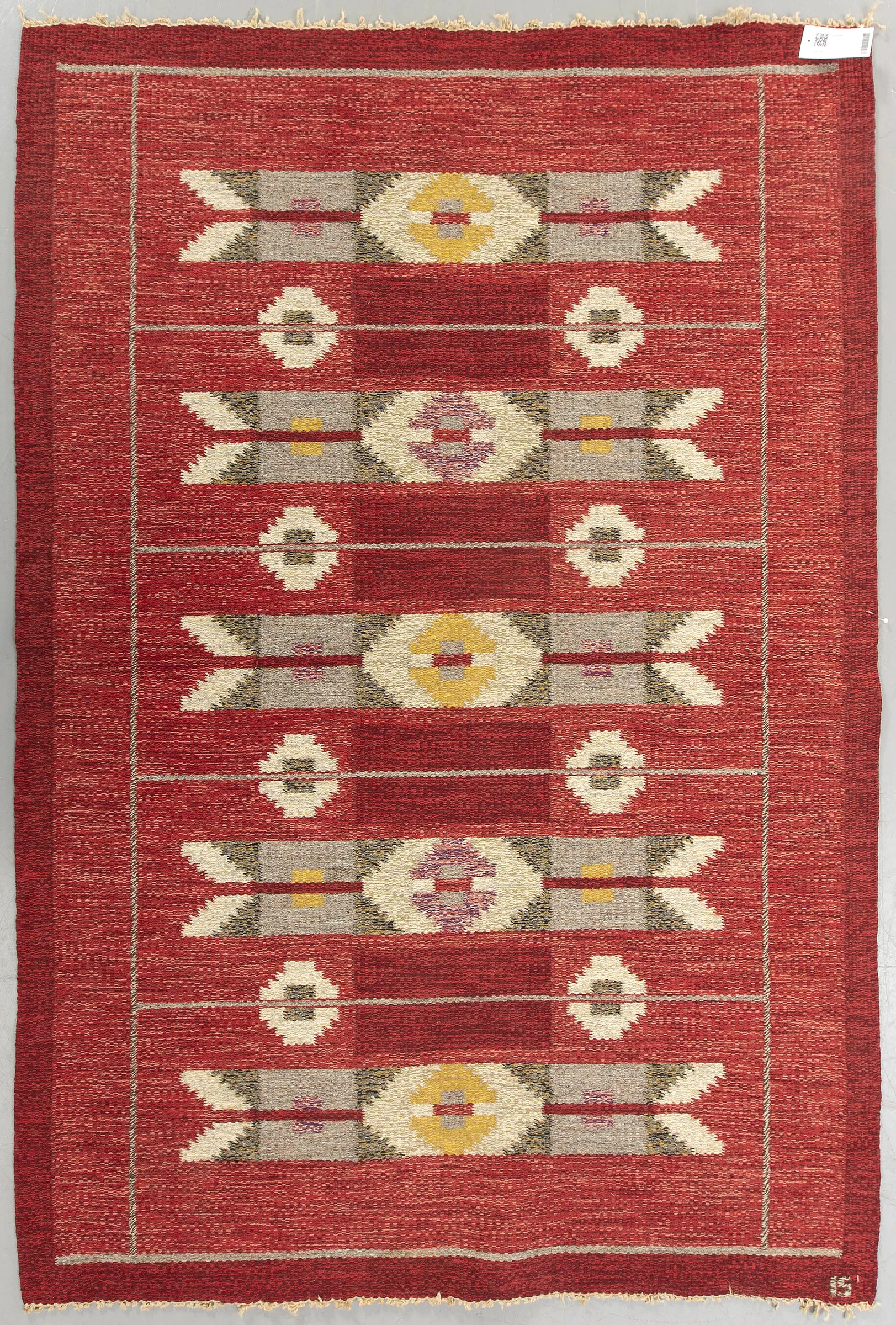 Ingegerd Silow Geometric Red Pattern Carpet