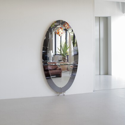 Large Floor Mirror with Glass Console
