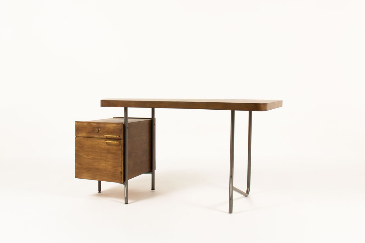 Georges Frydman desk in steel and ash