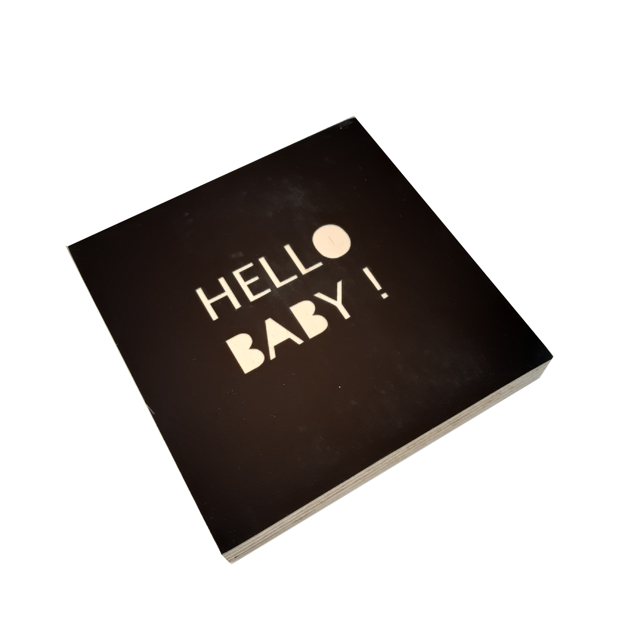 Woodblock Hello Baby! Black