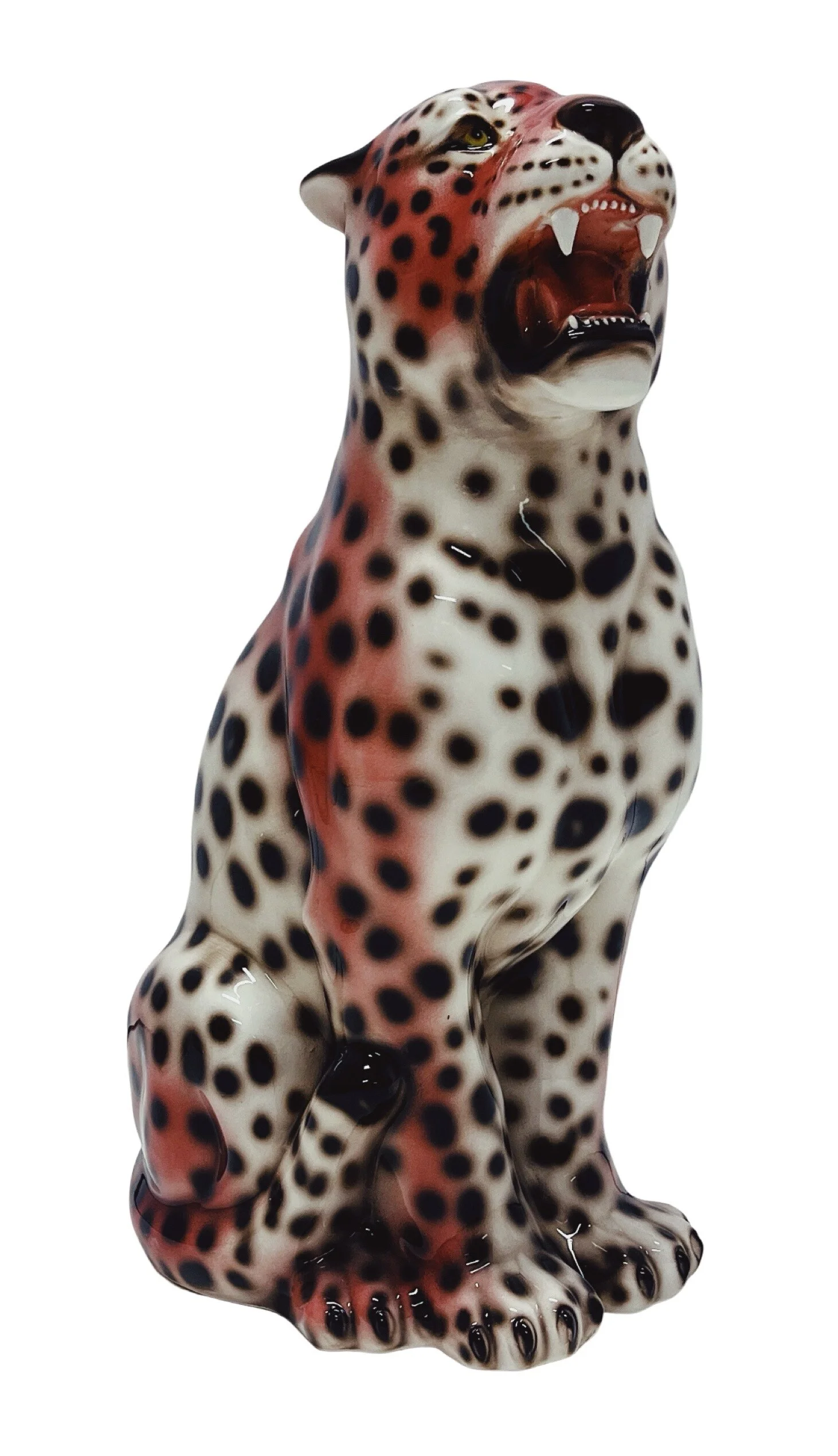 Pink Ceramic Leopard Sculpture