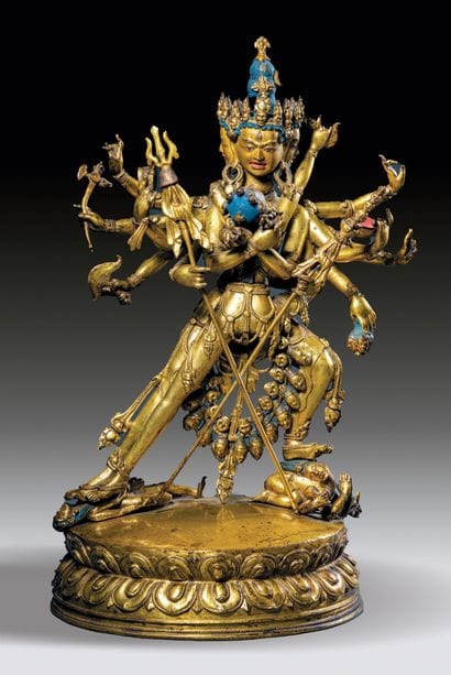 Chakrasamvara and Vajravarahi Gilt-Bronze Figure