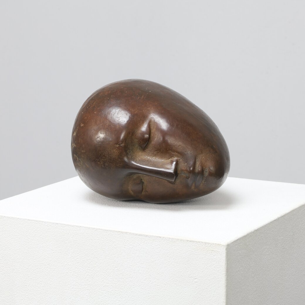 Abstracted Head Bronze Sculpture