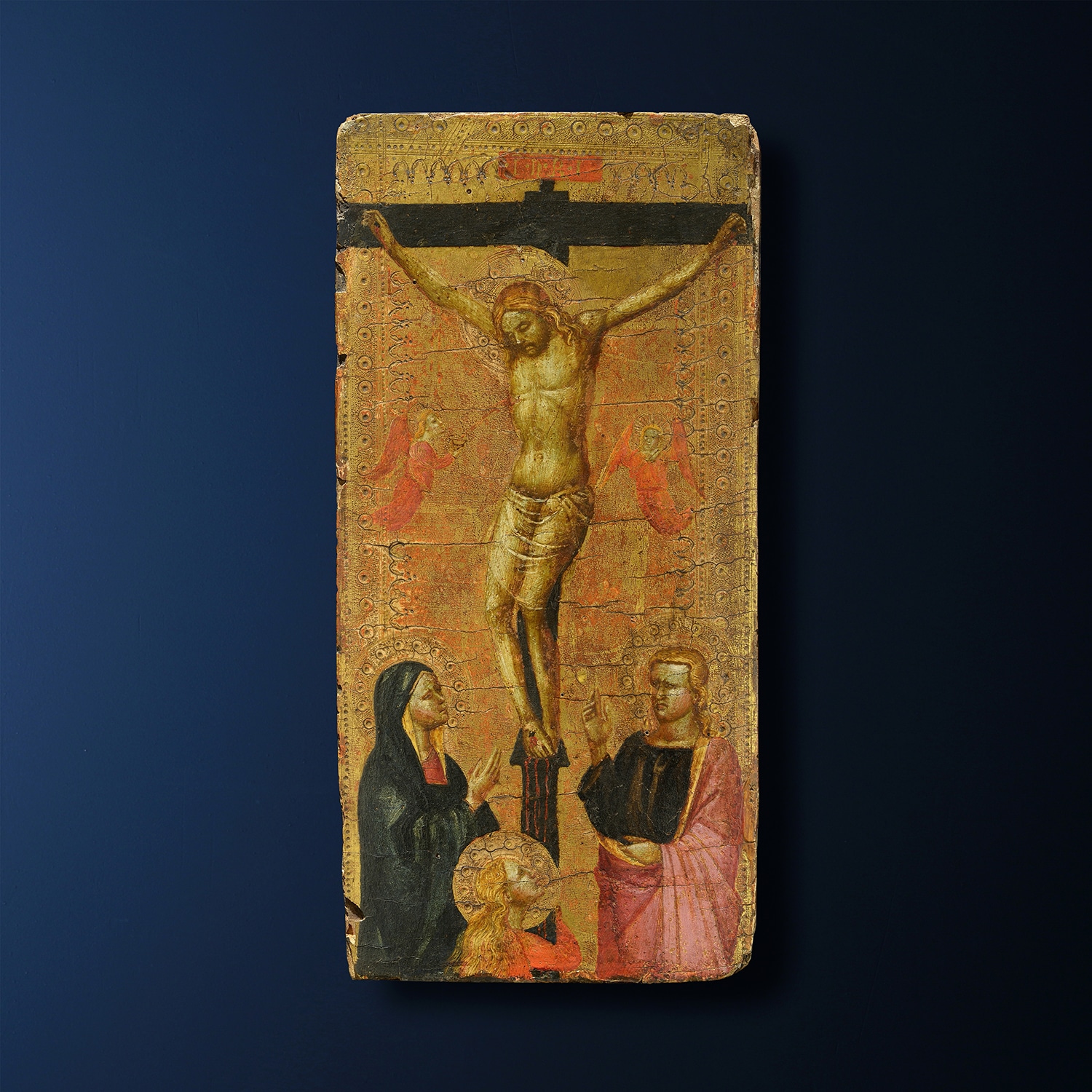(Venduto) Crocifissione, maestro della misericordia dell’accademia, terzo quarto del XIV secolo