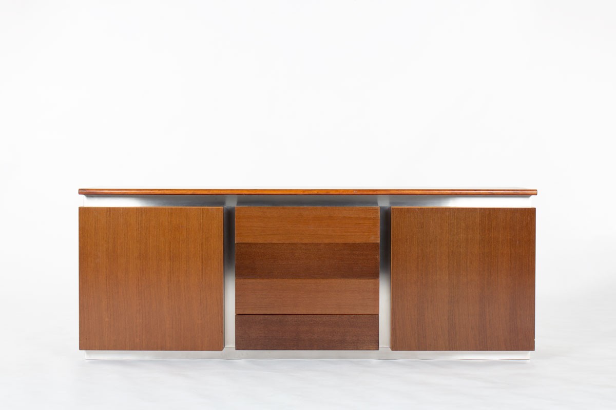 Ludovico Acerbis Inox and Palisander Sideboard