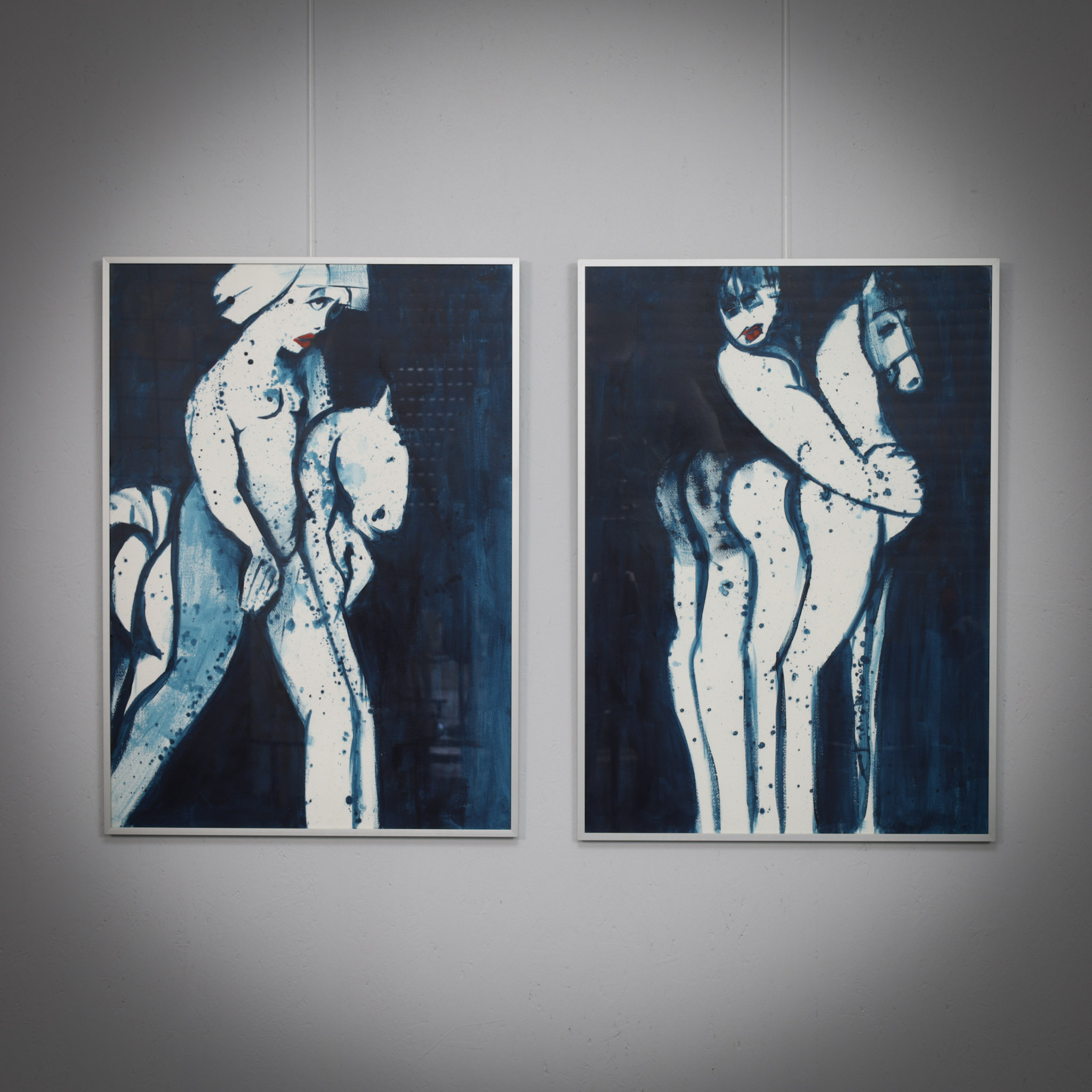Ladies on Horseback Diptych by Francine Govers