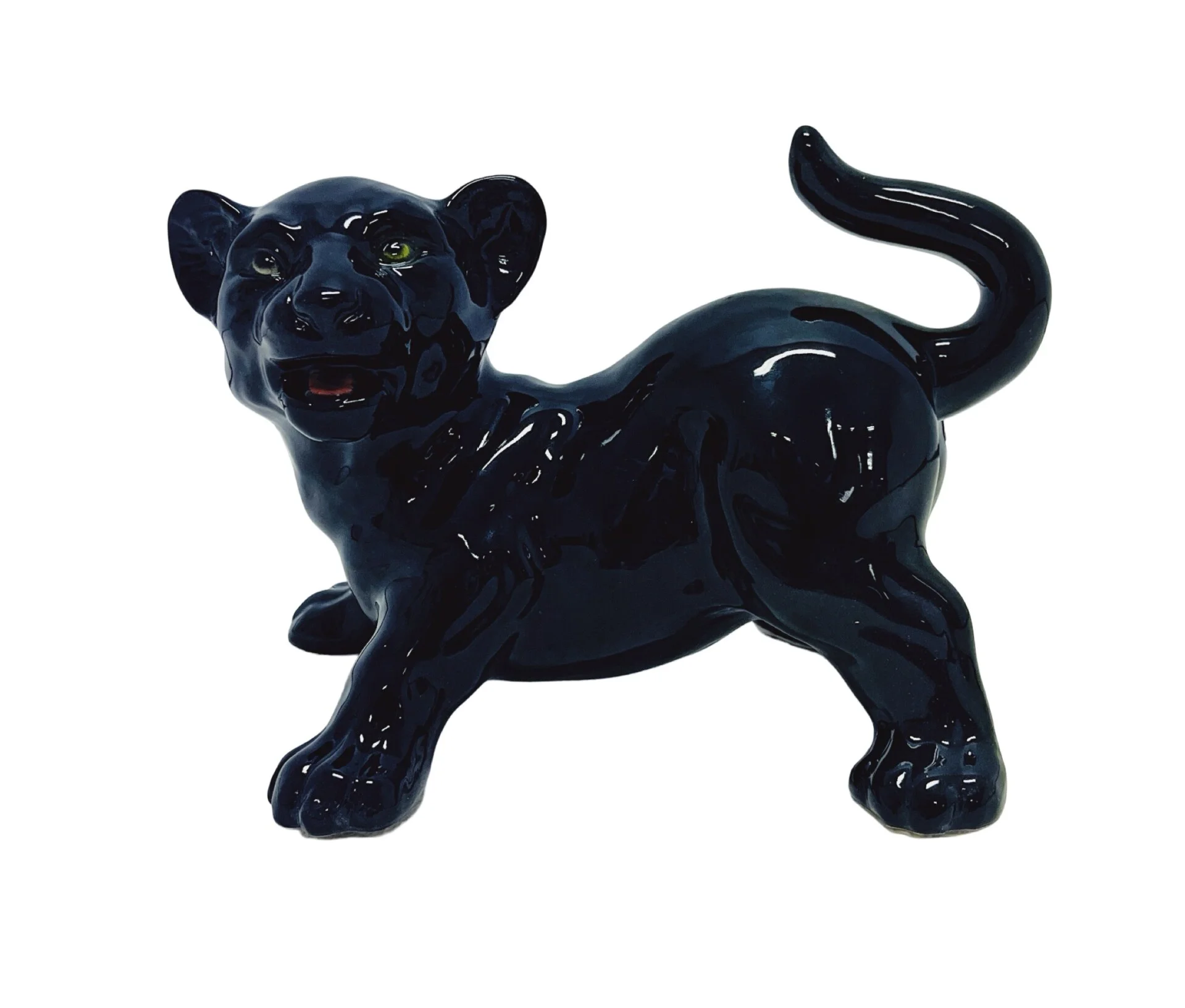 Ceramic Panther Cub Figurine