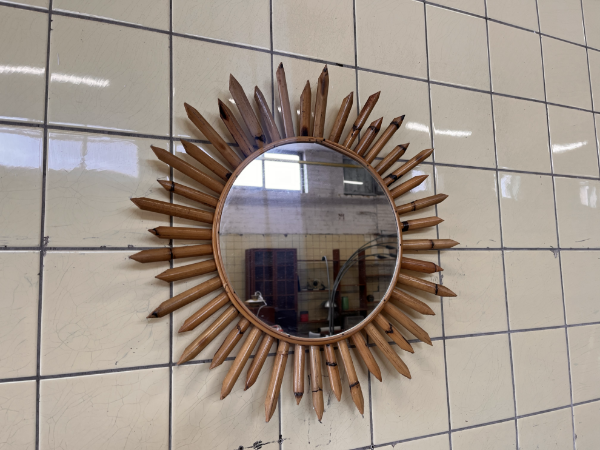 Sunburst Mirror in Bamboo