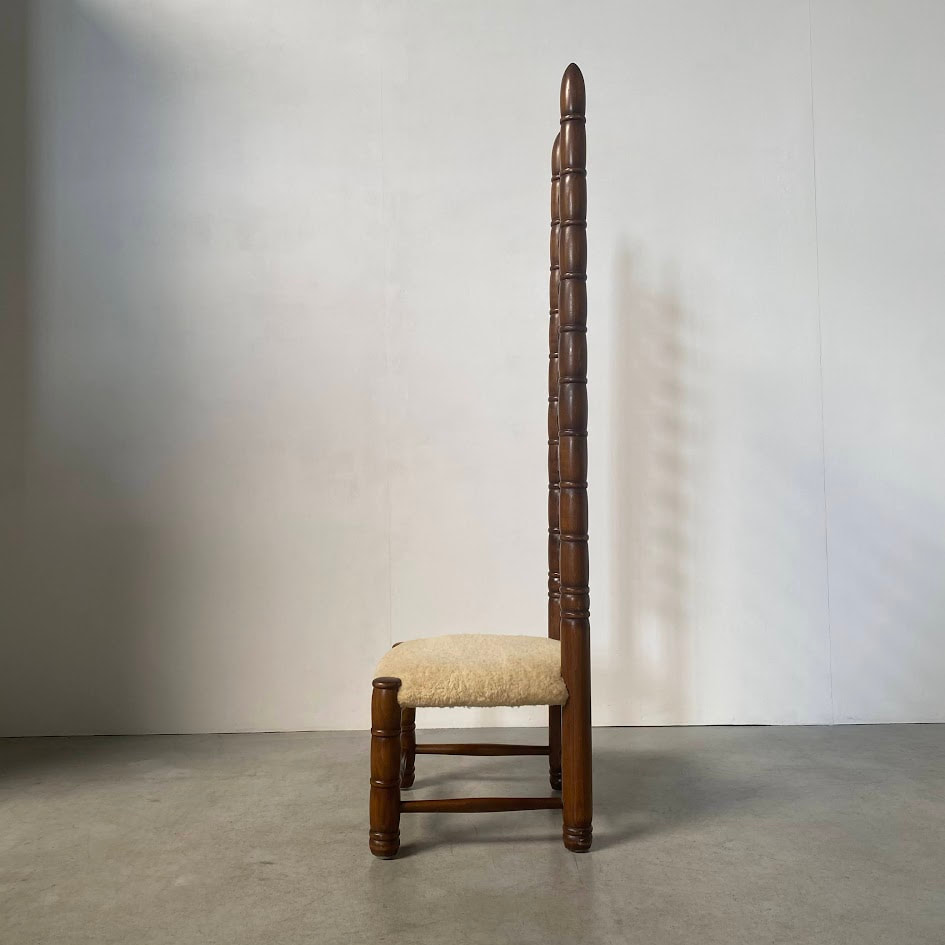Decorative Ladder Back Chair with Sheepskin Seat