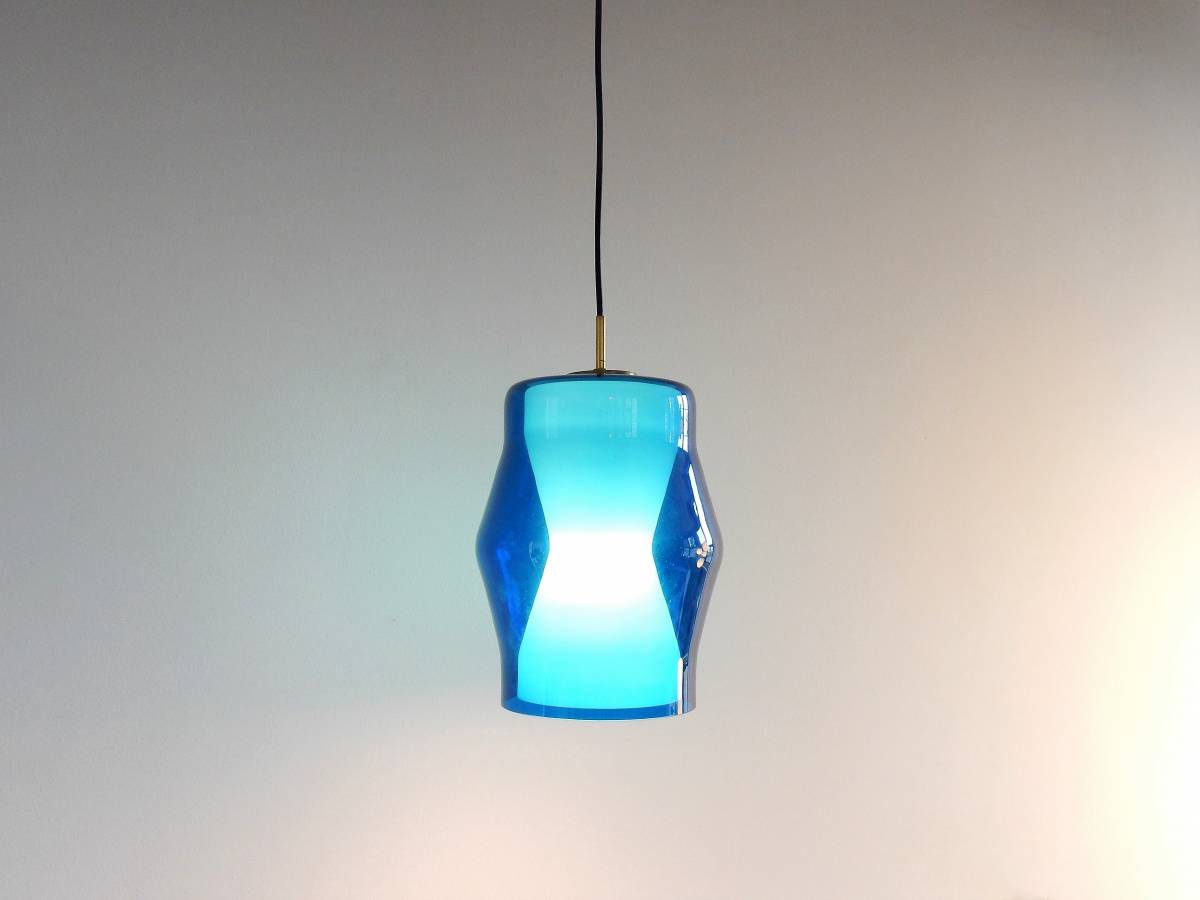Blue and White Glass Pendant Lamp