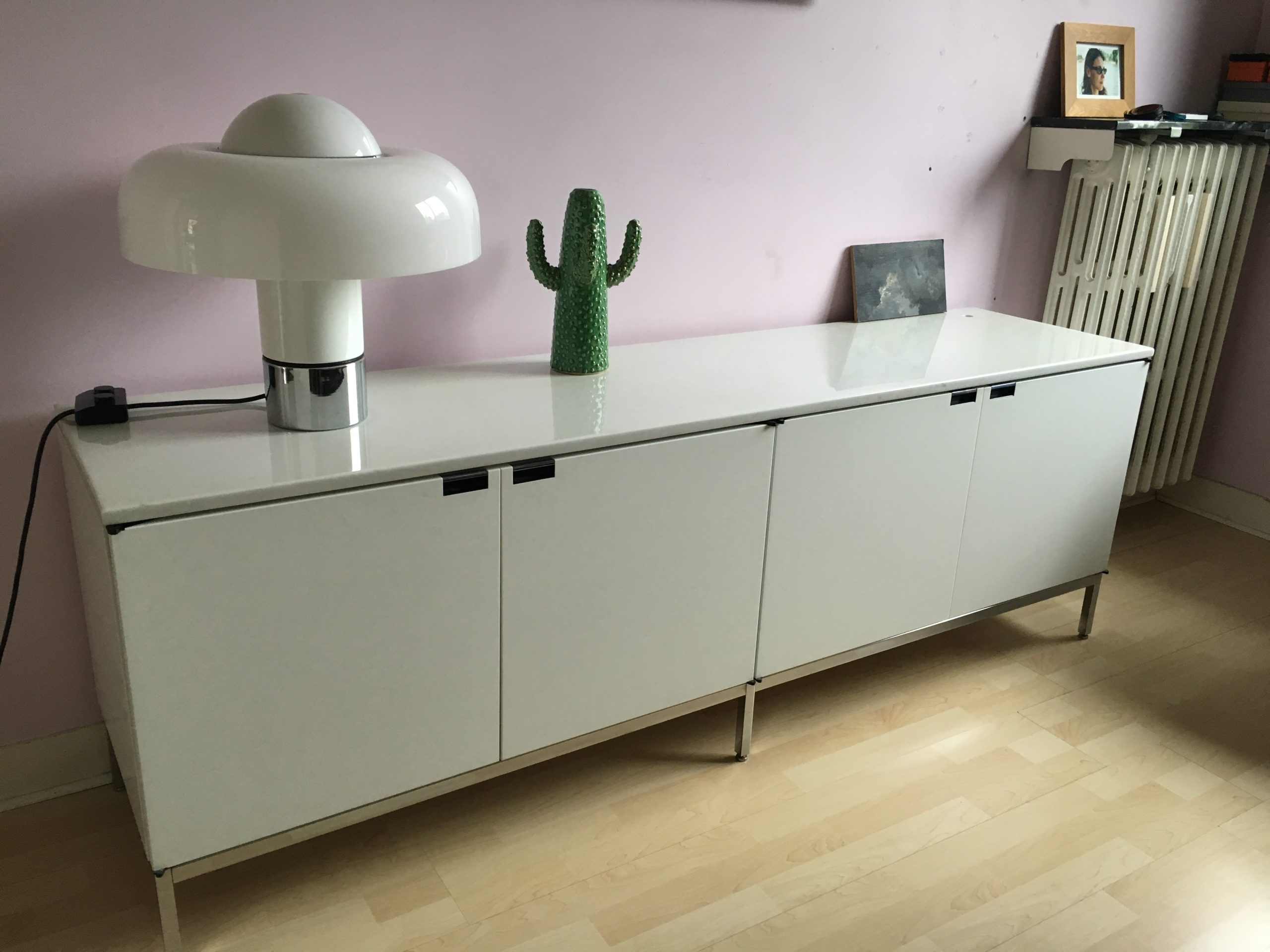 Florence Knoll Sideboard with White Marble Top