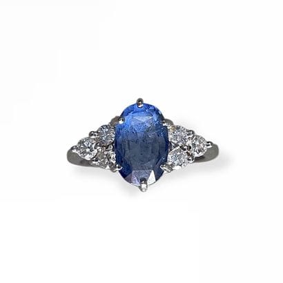 Platinum Ring with Oval Sapphire