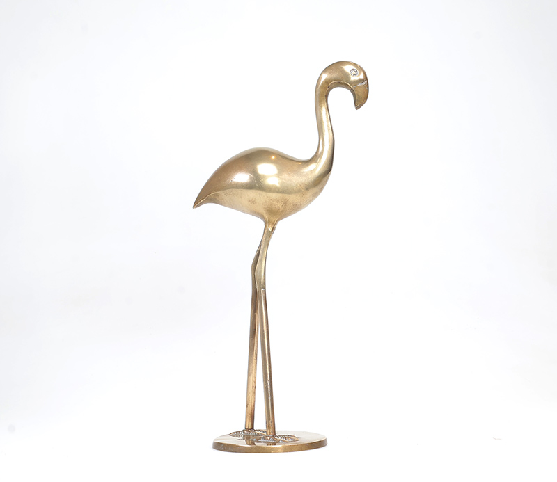 Vintage Brass Flamingo Sculpture