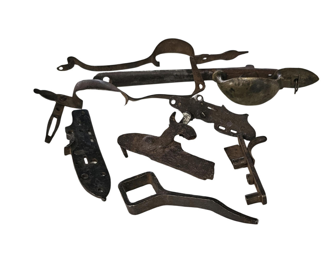 Collection of wrought iron weaponry pieces