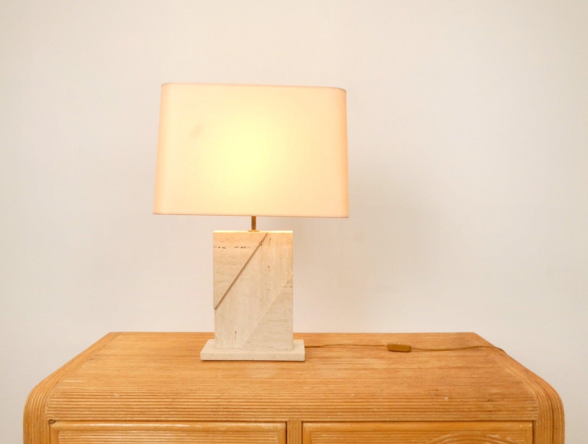 Sculptural Travertine Table Lamp