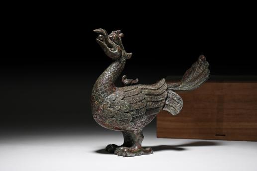 Bronze Vermilion Bird Censer