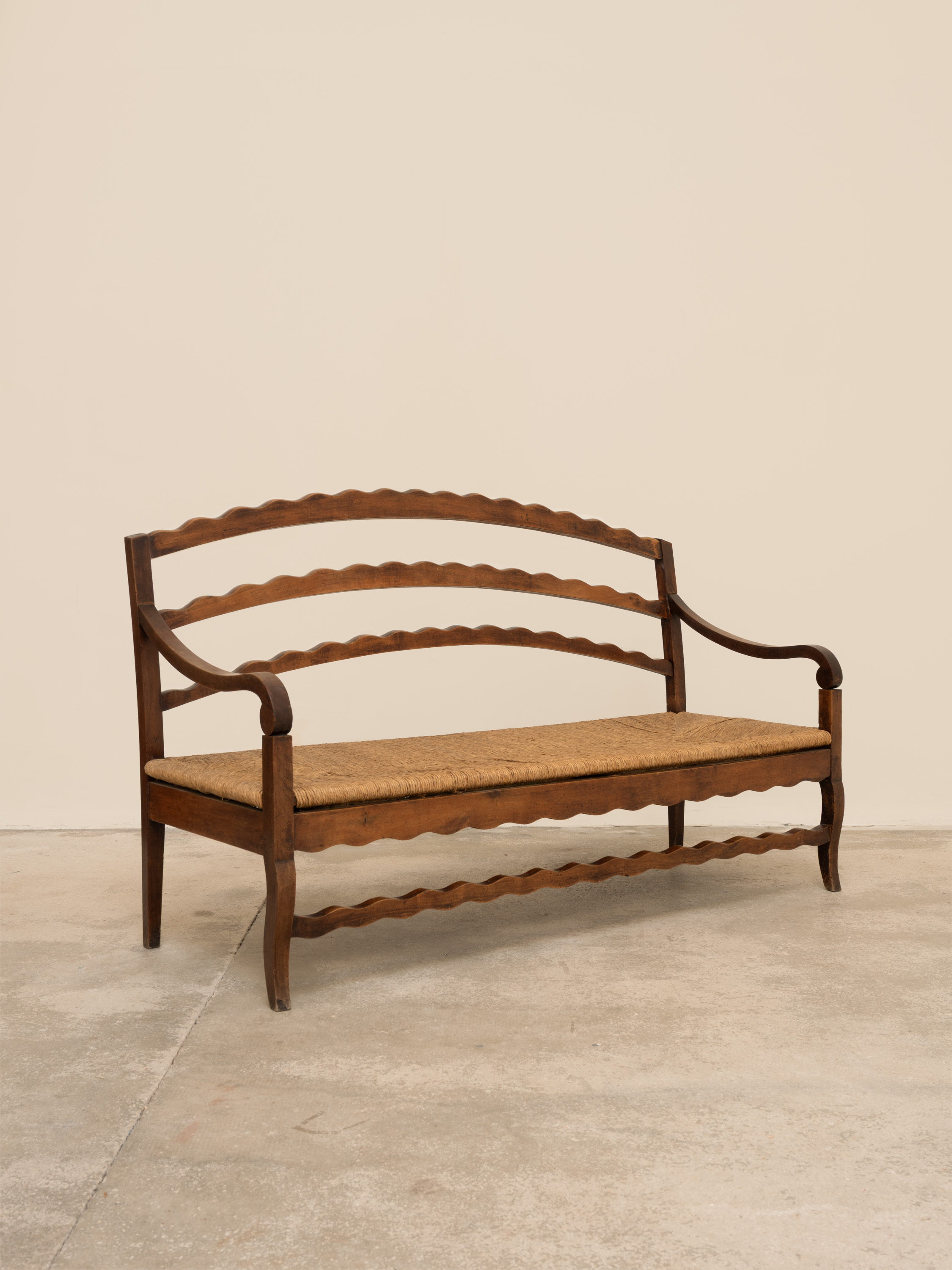 Provençal Wooden and Straw Bench