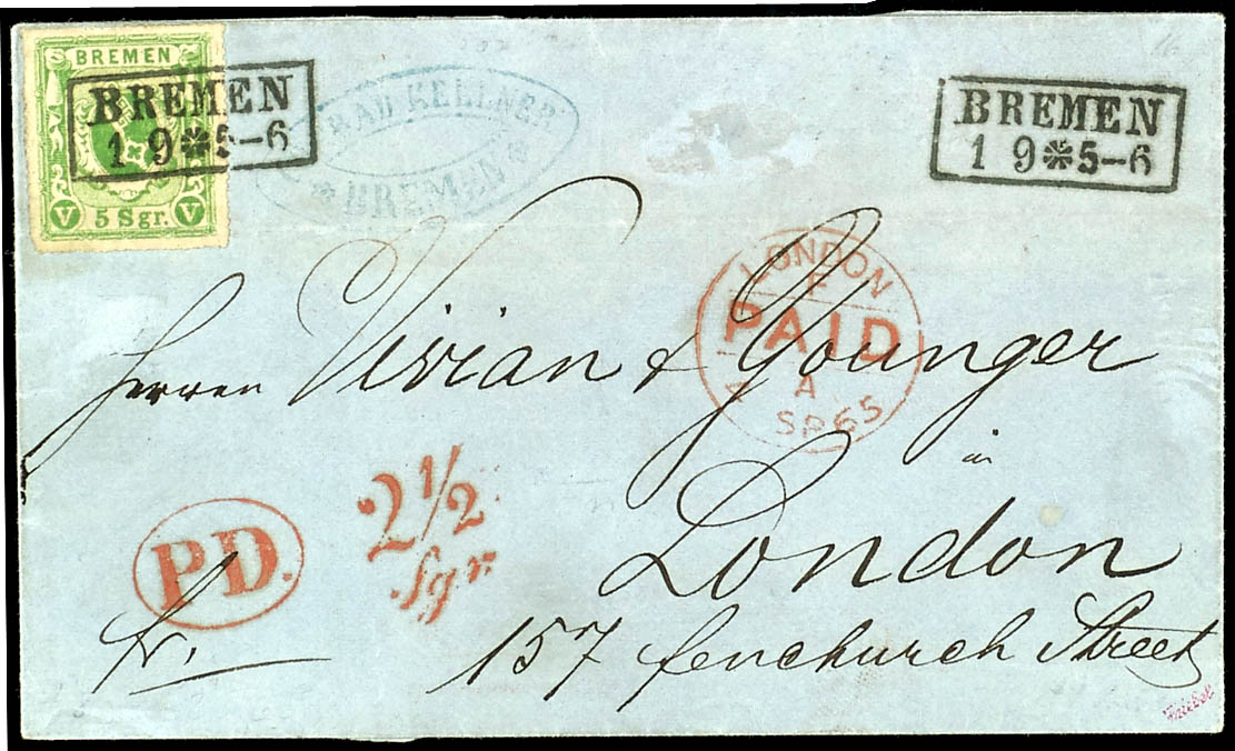 5 Silbergroschen Dark Green Stamp