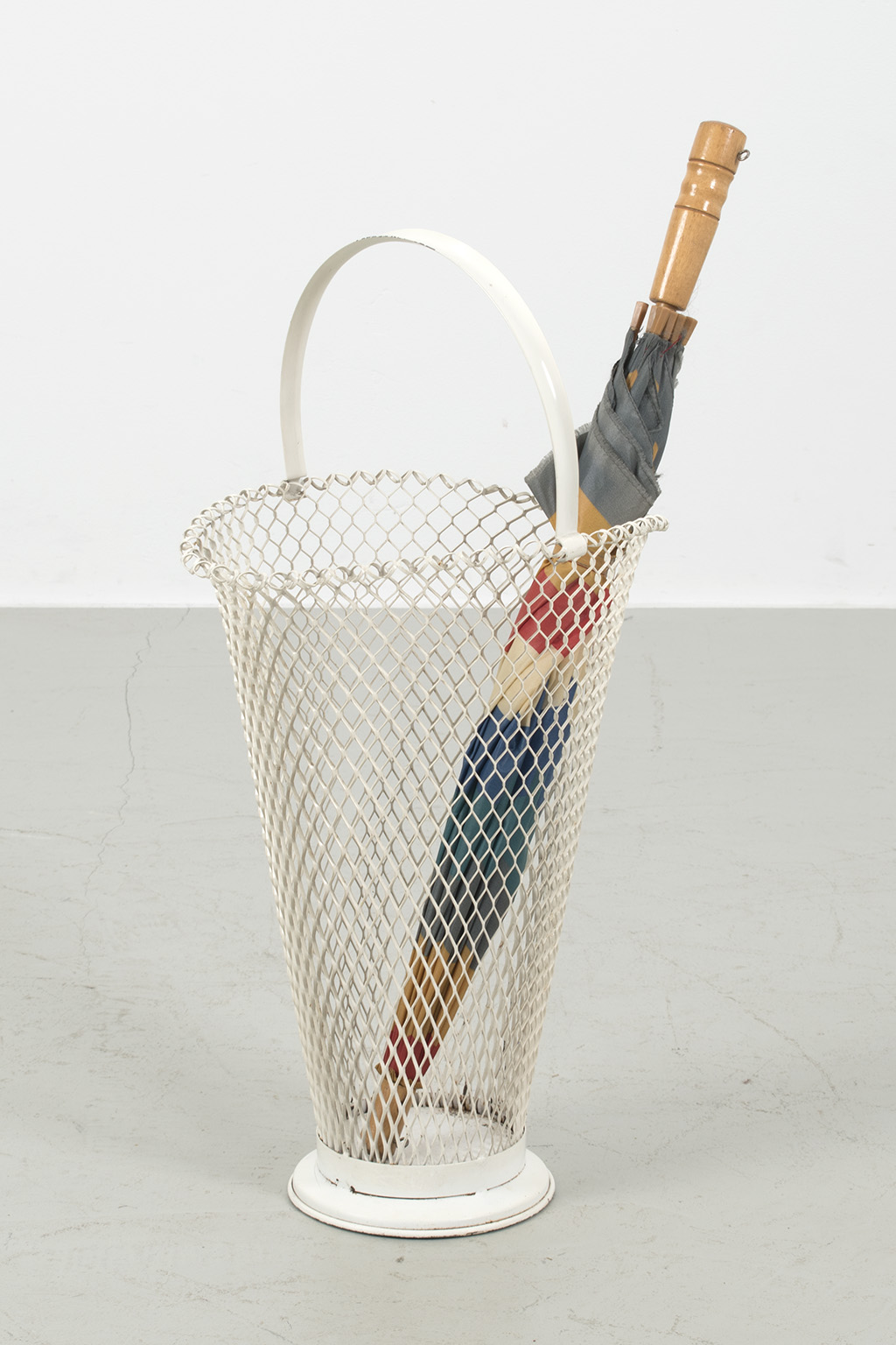 Vintage White Metal Umbrella Stand