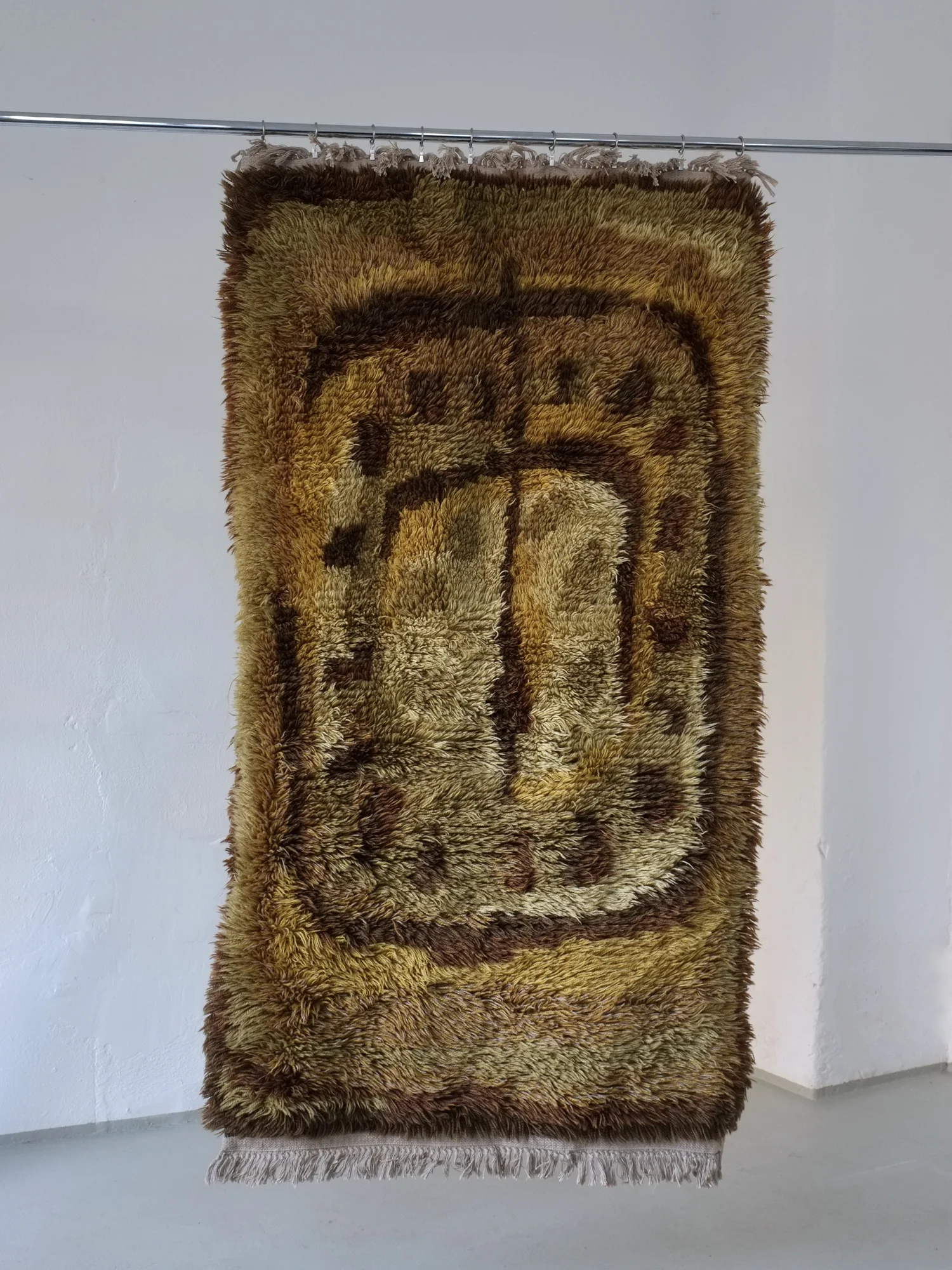 Swedish Brown Wool Rya Rug
