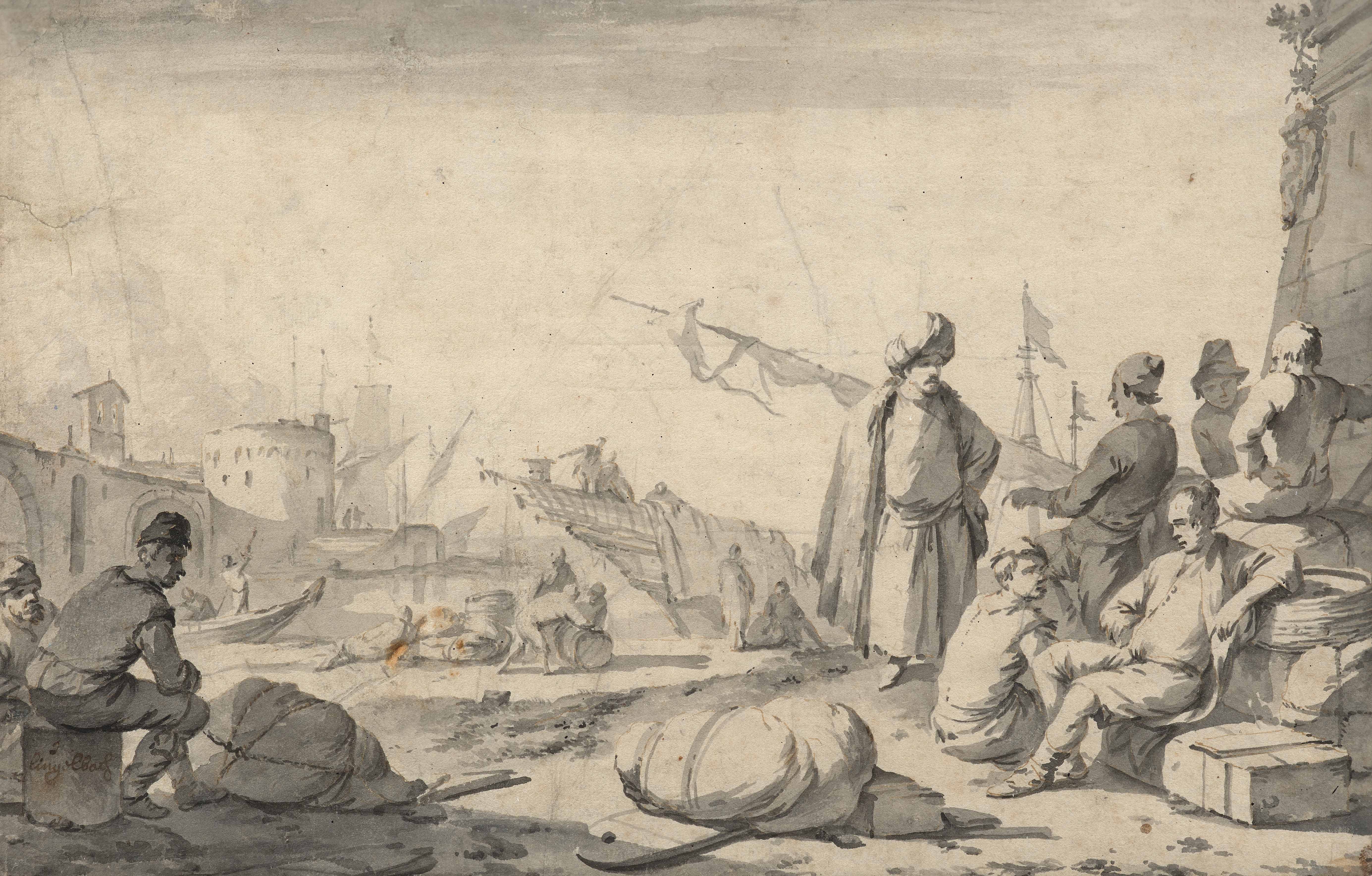 Levantine Merchants in a Port