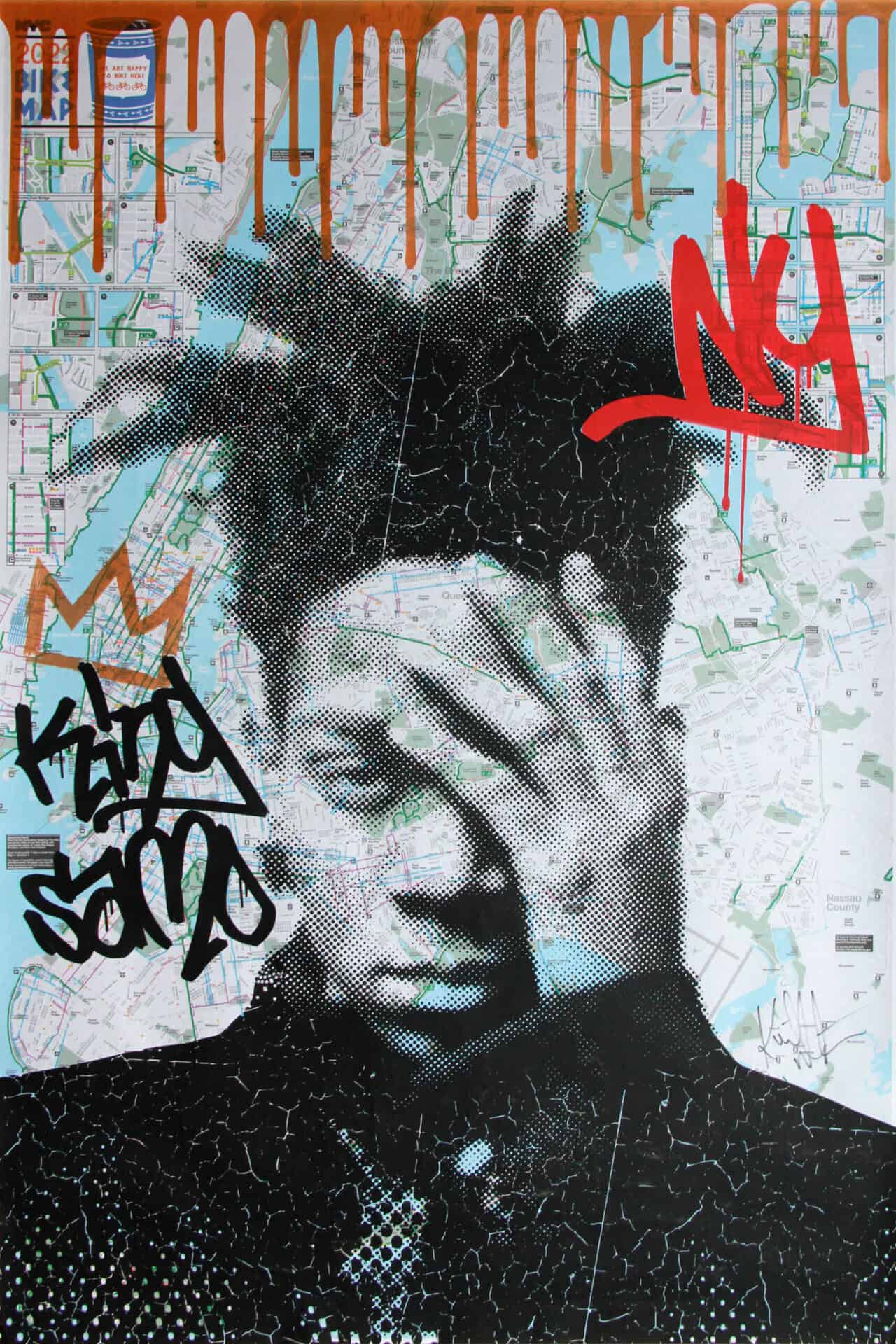 'Jean-Michel Basquiat' Screenprint on Bike Map