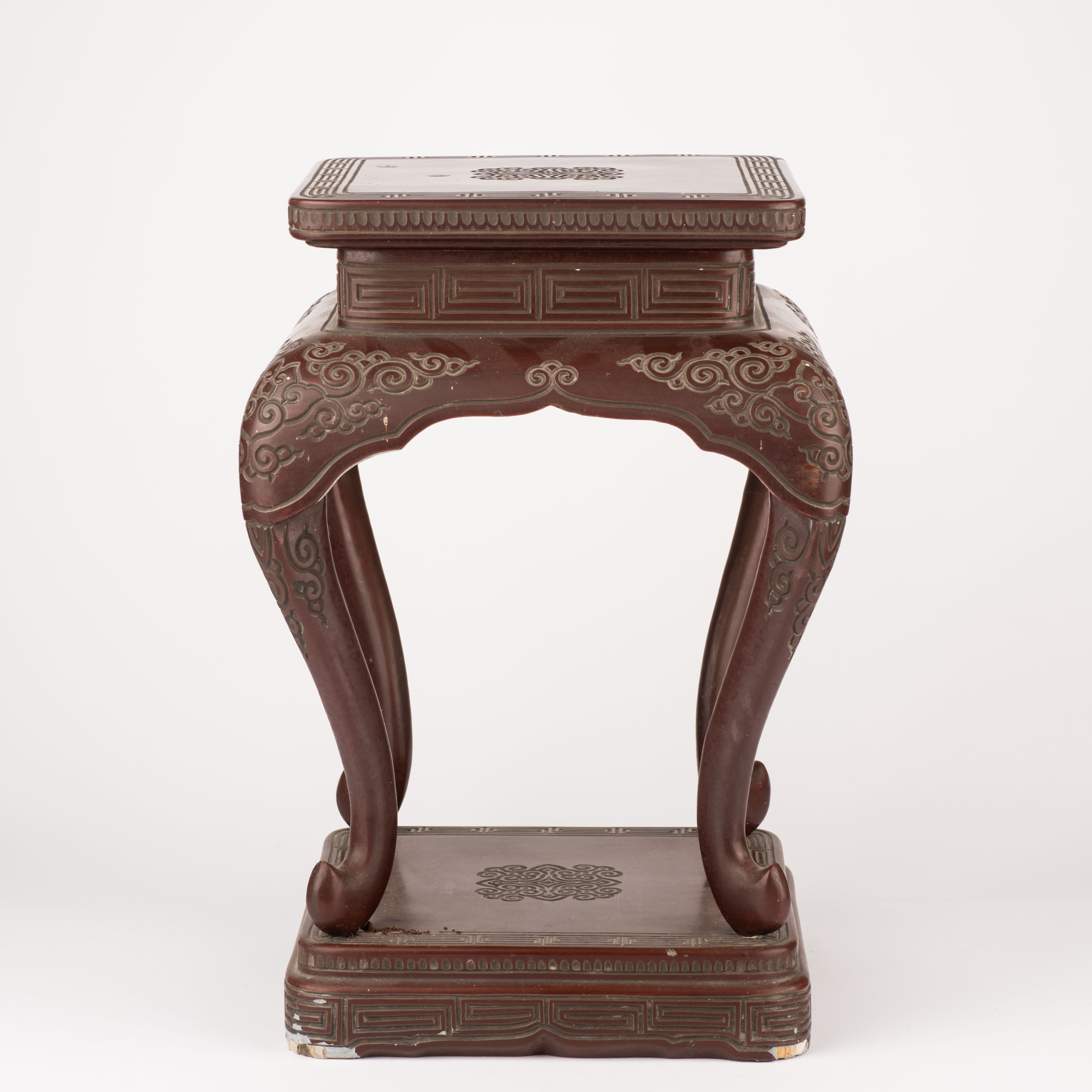 Carved Red Lacquer Stool