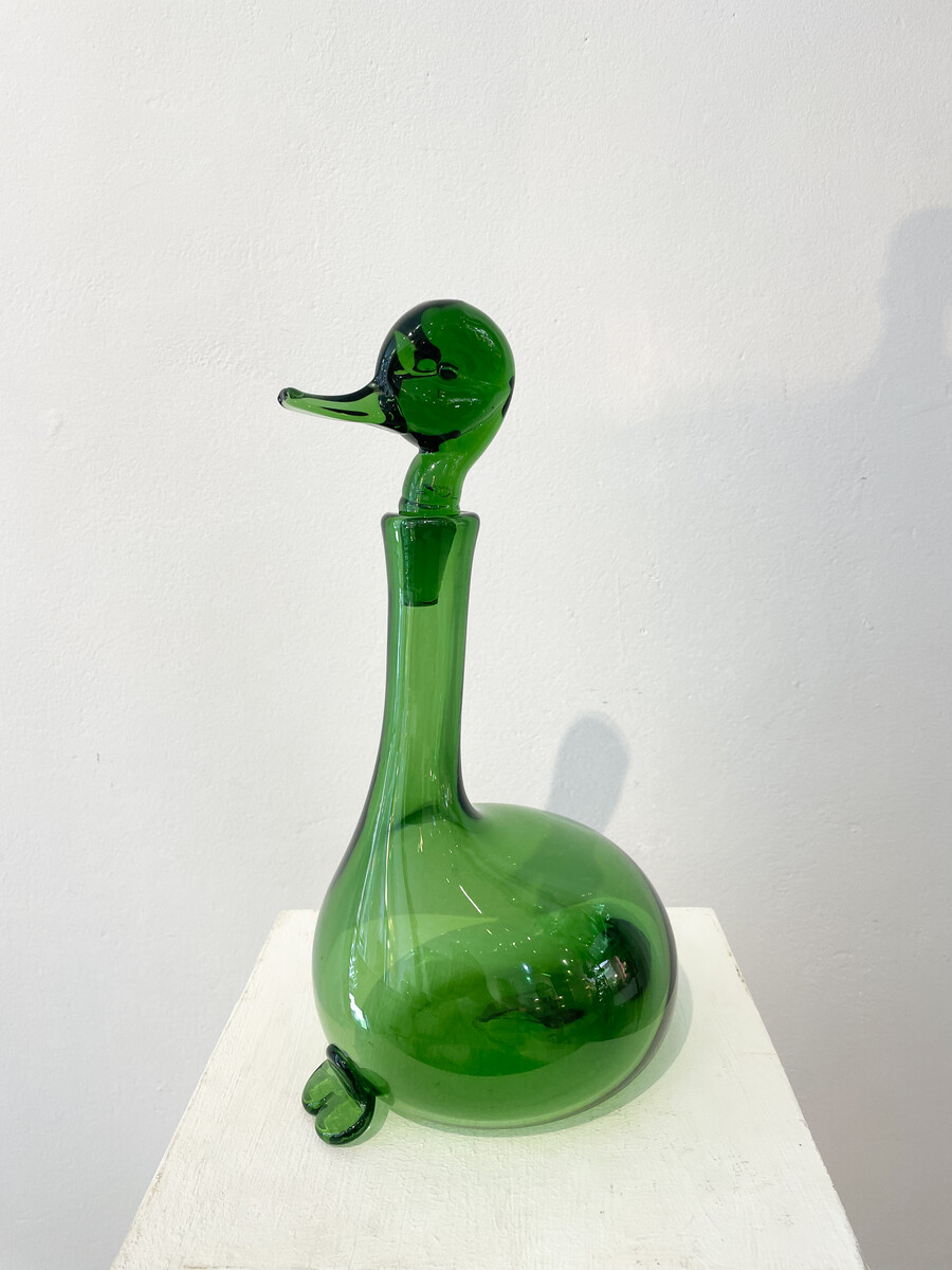 Empoli Green Glass Duck Decanter