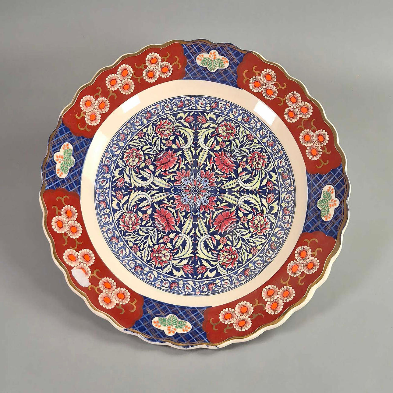 Large Round Serving Platter "Indian Decor"