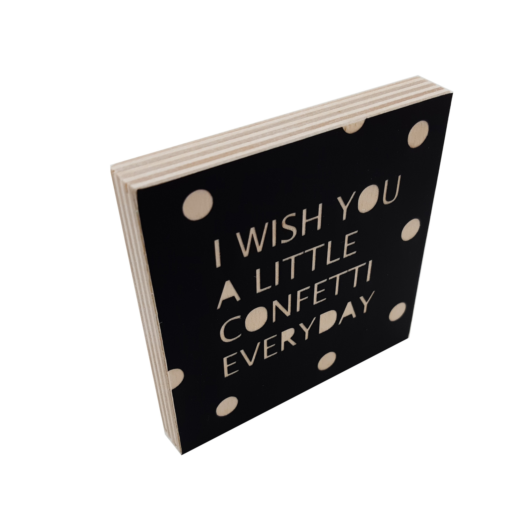 Woodblock I Wish You Confetti Black