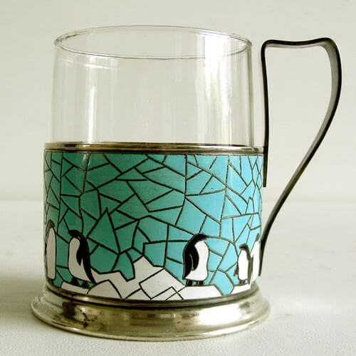 Russian Penguin Tea Glass