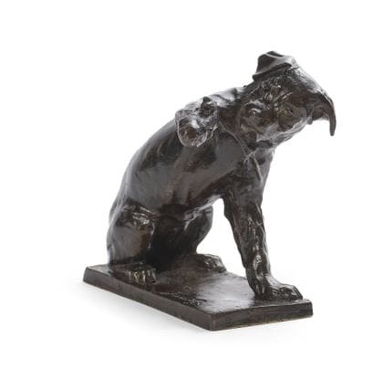 Dog with Bee Bronze Sculpture
