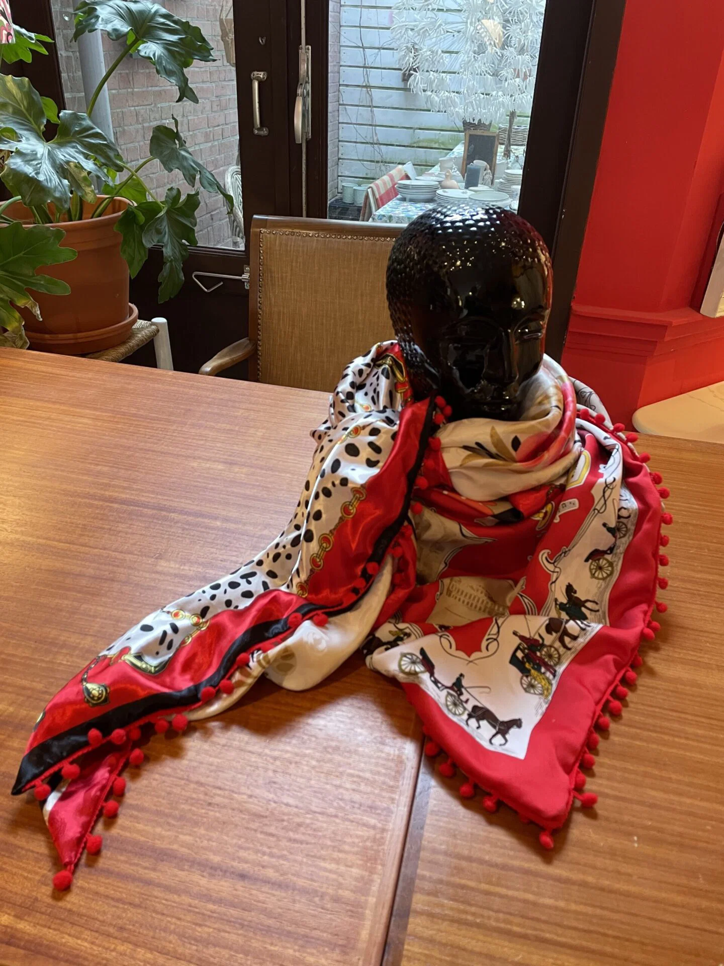Vintage Red Satin Scarf