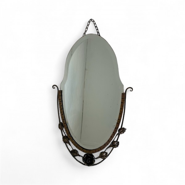 Art Deco Mirror with Faceted Glass