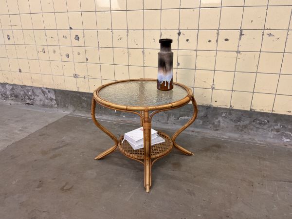 Rattan Coffee Table with Cathedral Glass