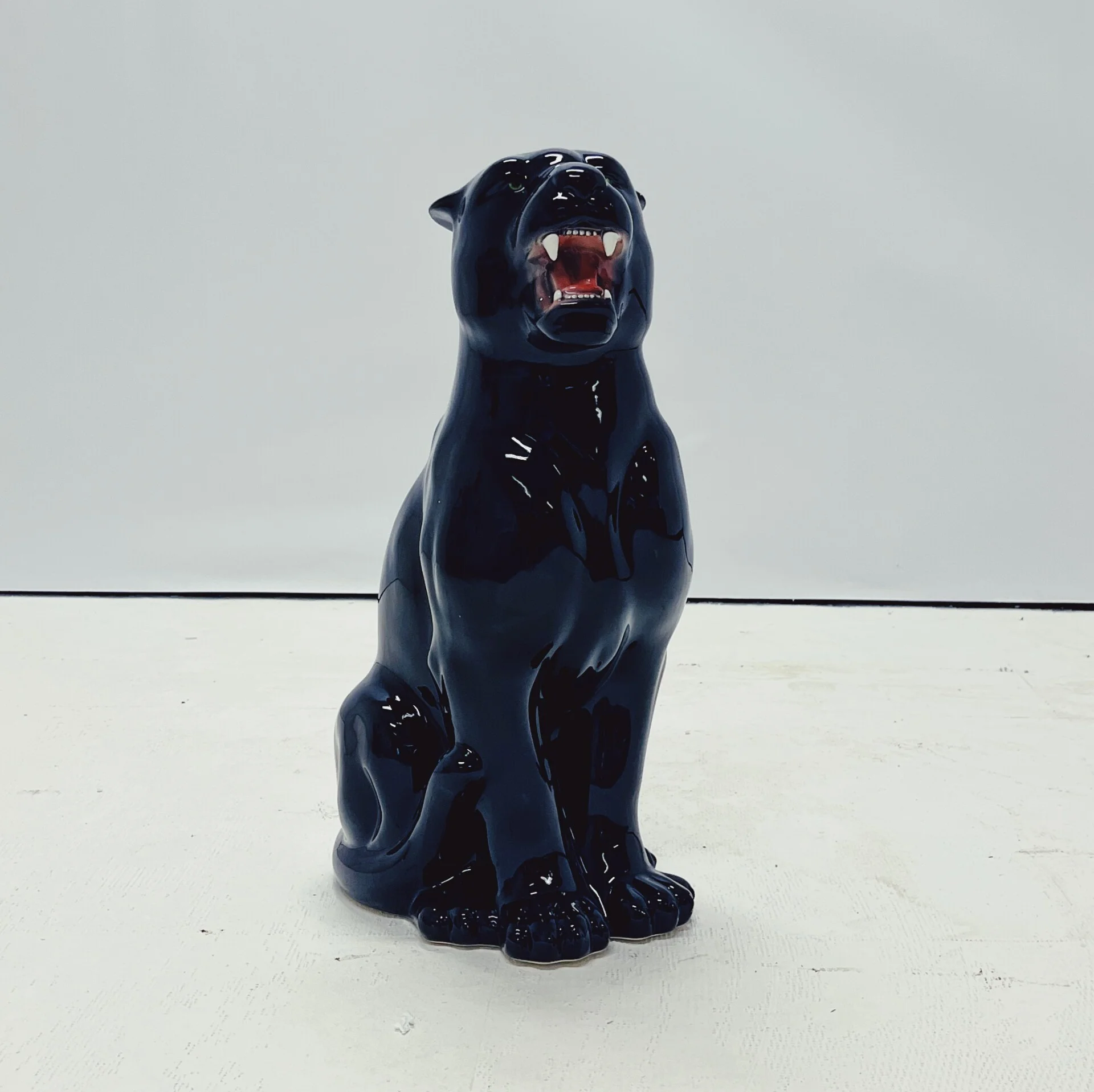 Ceramic Black Panther Sculpture