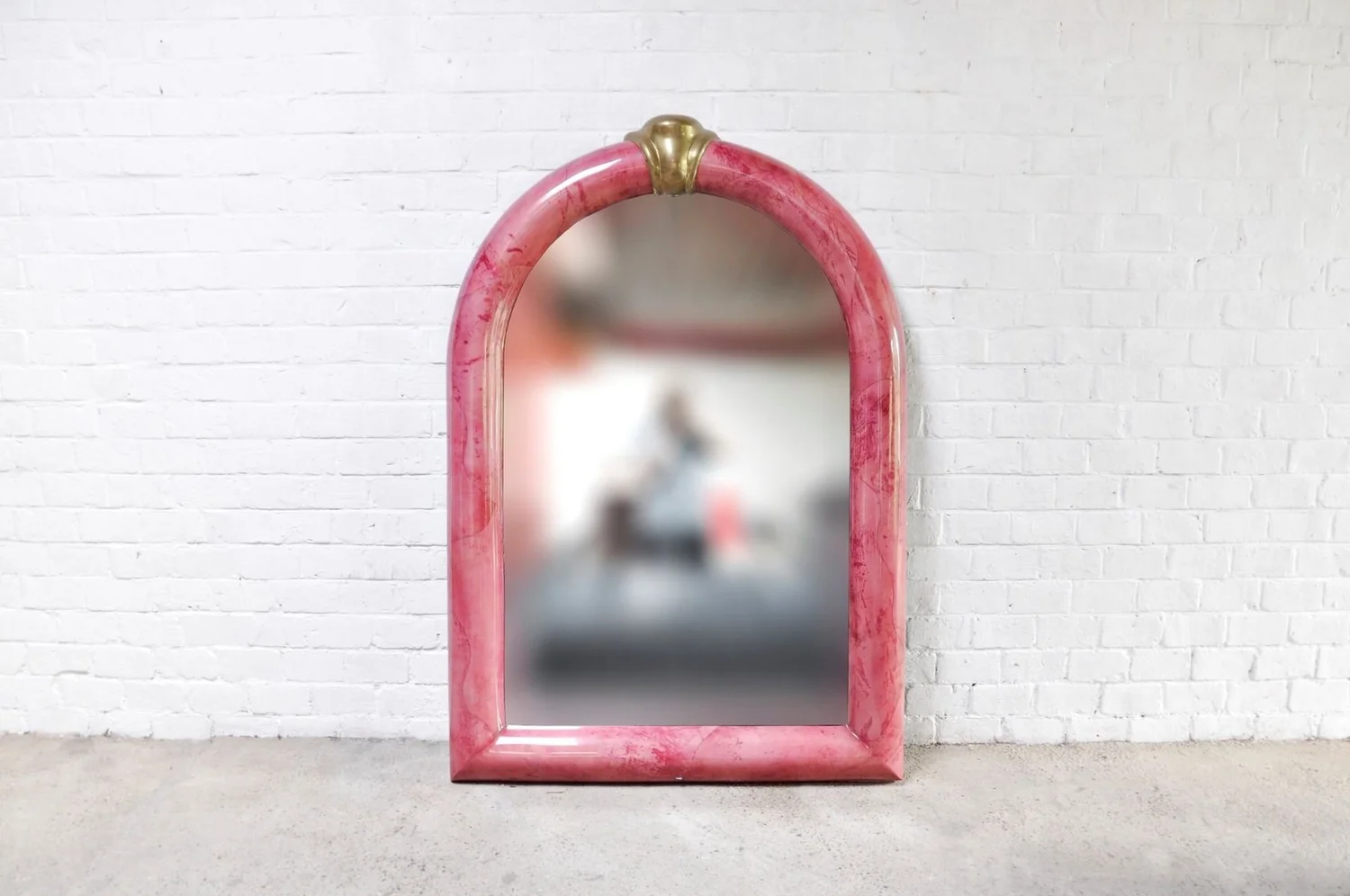 Pink Lacquered Goat Skin Mirror