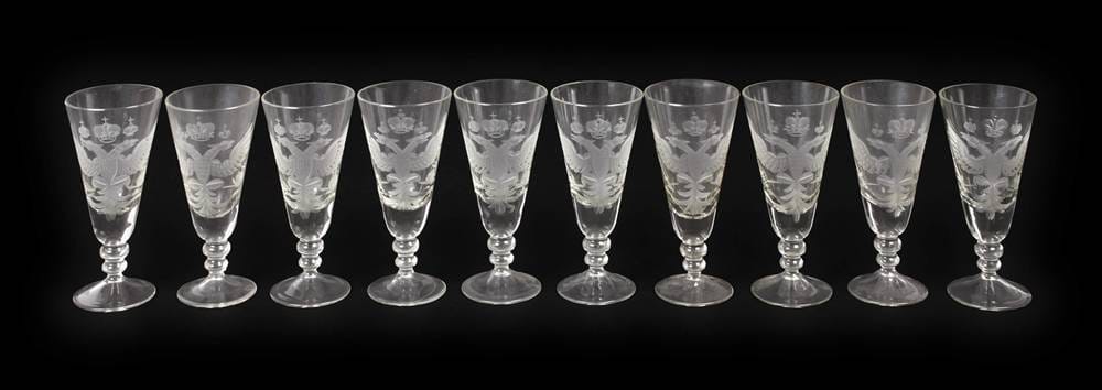 Ten Russian Goblets with Double-Headed Eagle