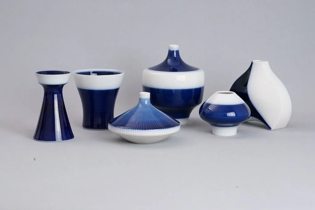 KPM Berlin White & Blue Vases, Set of 6