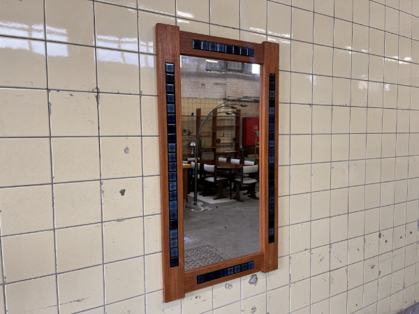 Danish Mirror with Teak and Tile Frame