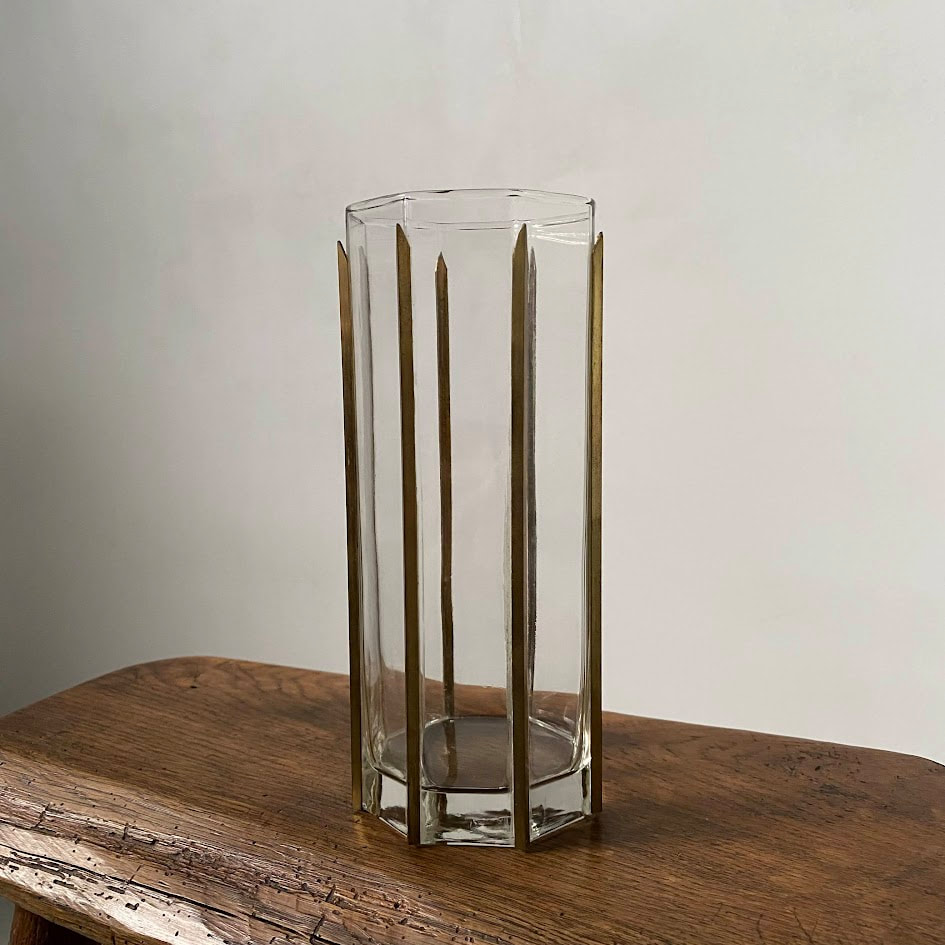 1930s Glass Vase with Copper