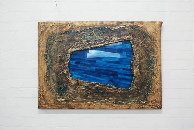 Turquoise Glass Painting Object